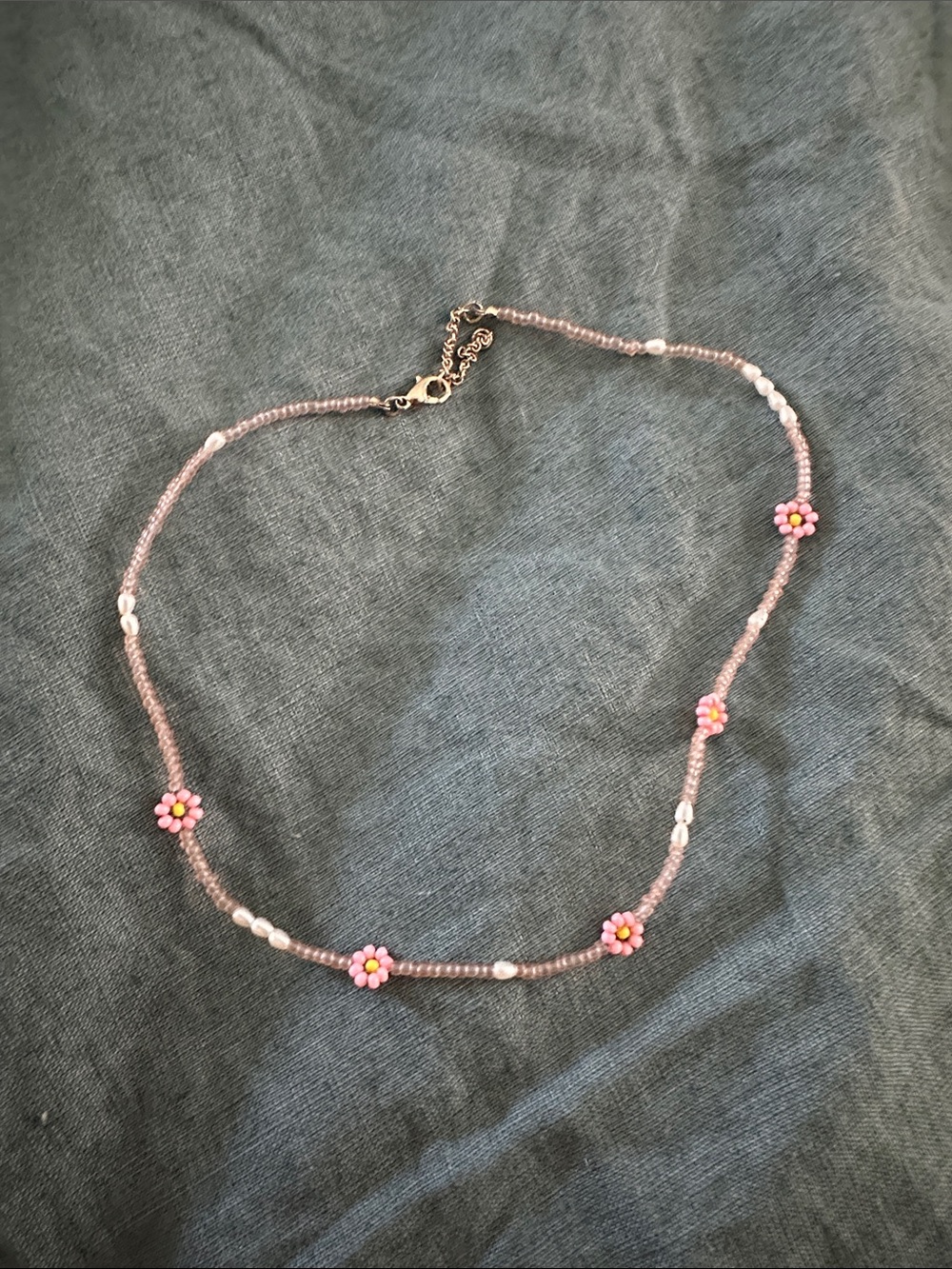 American Eagle Outfitters Pink Floral Beaded Necklace
